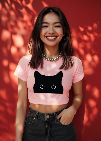 Women | Big Eyed Cute Cat | Crop Top